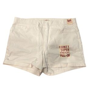 L.E.I. Juniors Large White Pull-On Comfy Dorm Short Stretchy Plain Versatile